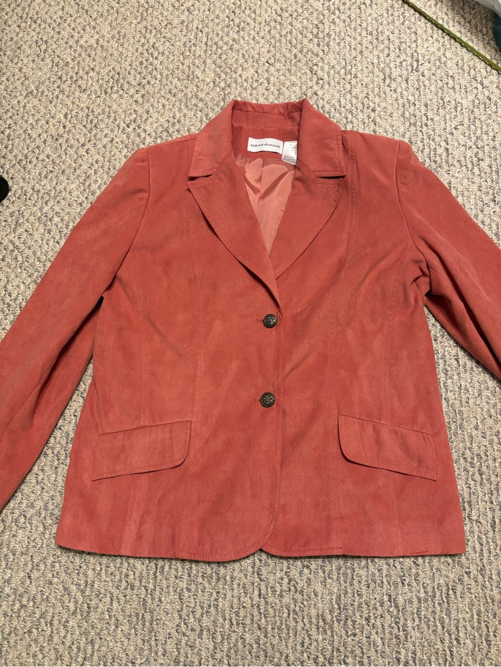 Alfred Dunner Rust-Pink Suede Two-Button Blazer